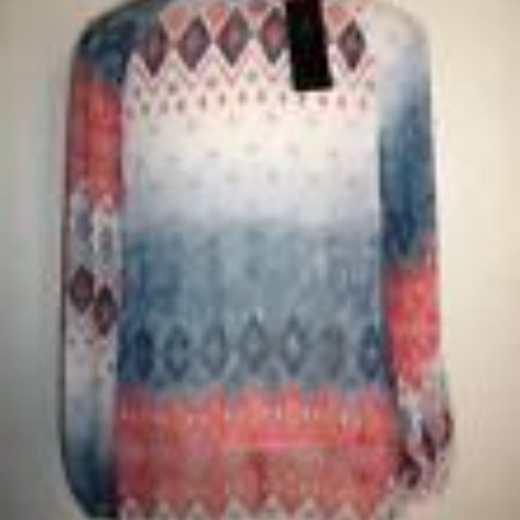 BCBG MAX AZRIA MS SIZE SMALL BLUSH COMBO SPLIT NECK CHIFFON PEASANT BLOUSE - Picture 2 of 9